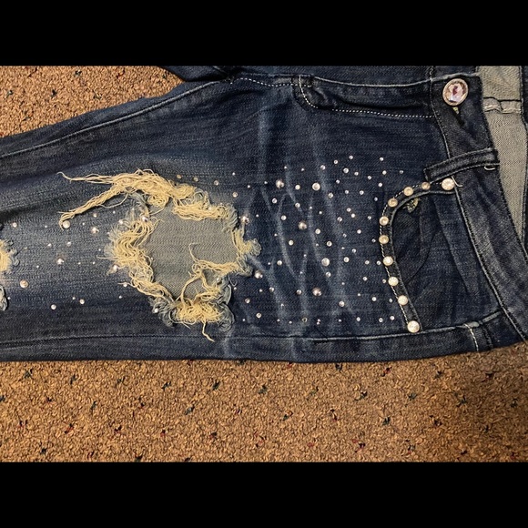 Low-Rise | Rhinestone | Ripped | Skinny Jeans - Picture 10 of 15